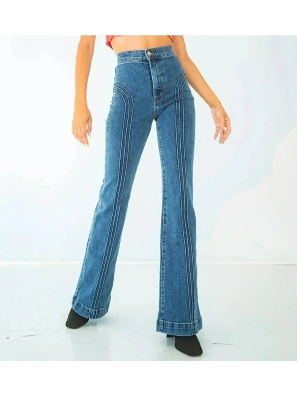 Revice High-Waisted  Wide Leg Jeans Womens 31 Blue